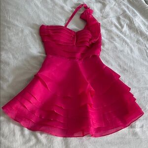 bebe Fuchsia Layered Formal Dress